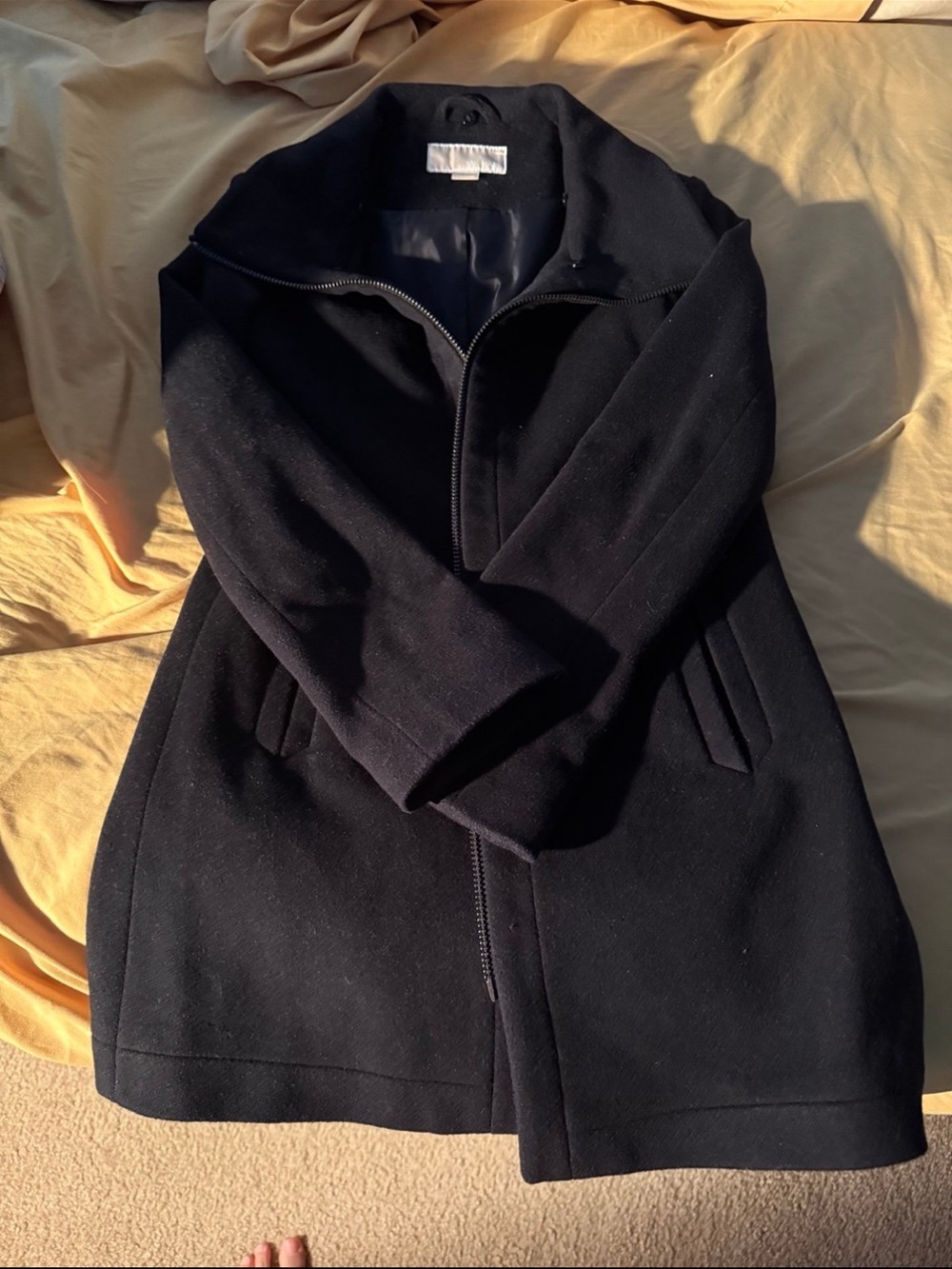 Michael kors Black Zip-Front Wool Blend Coat